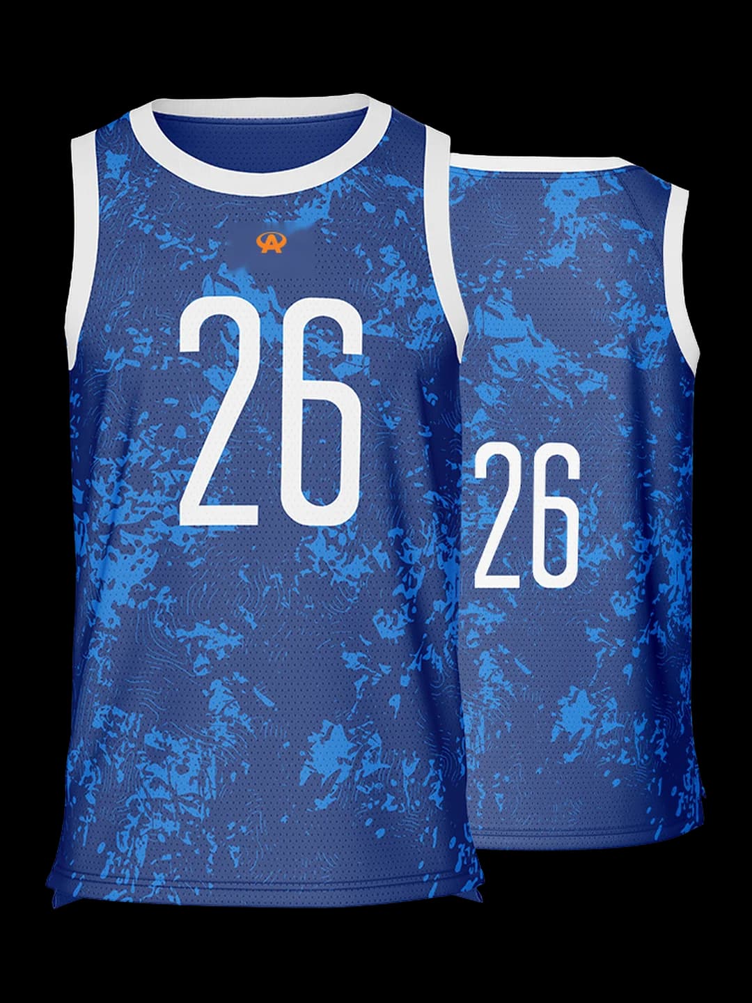 Tenue de basket personnalisée, design Marbre bleu : vue avant