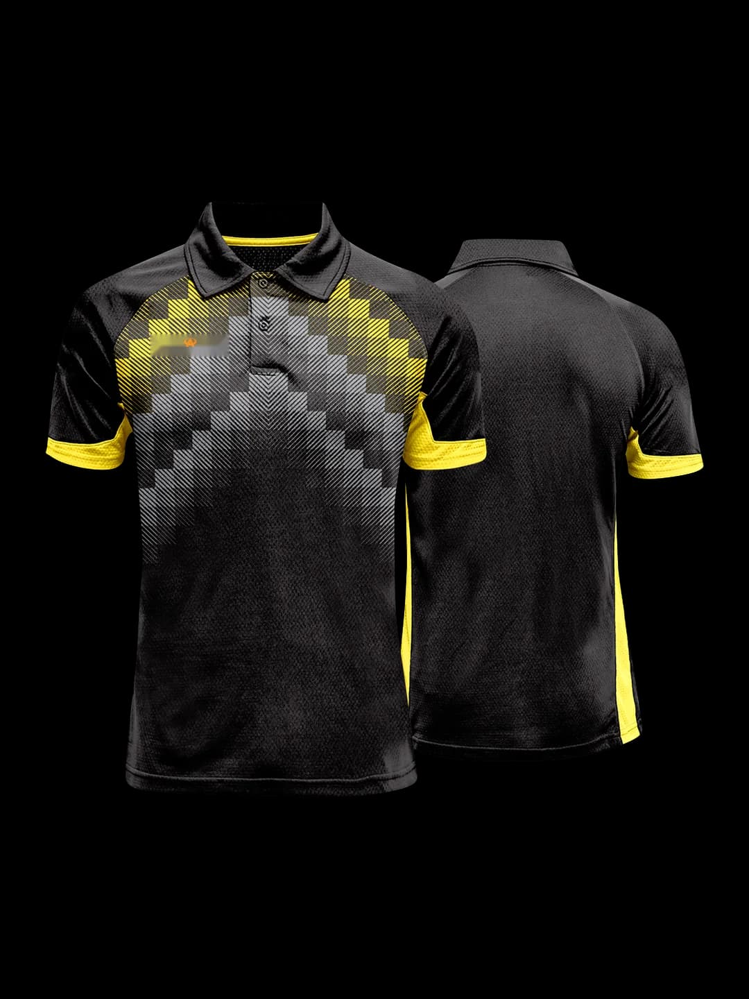 Polo Tennis & Padel personnalisé, coloris Noir / Jaune : vue avant