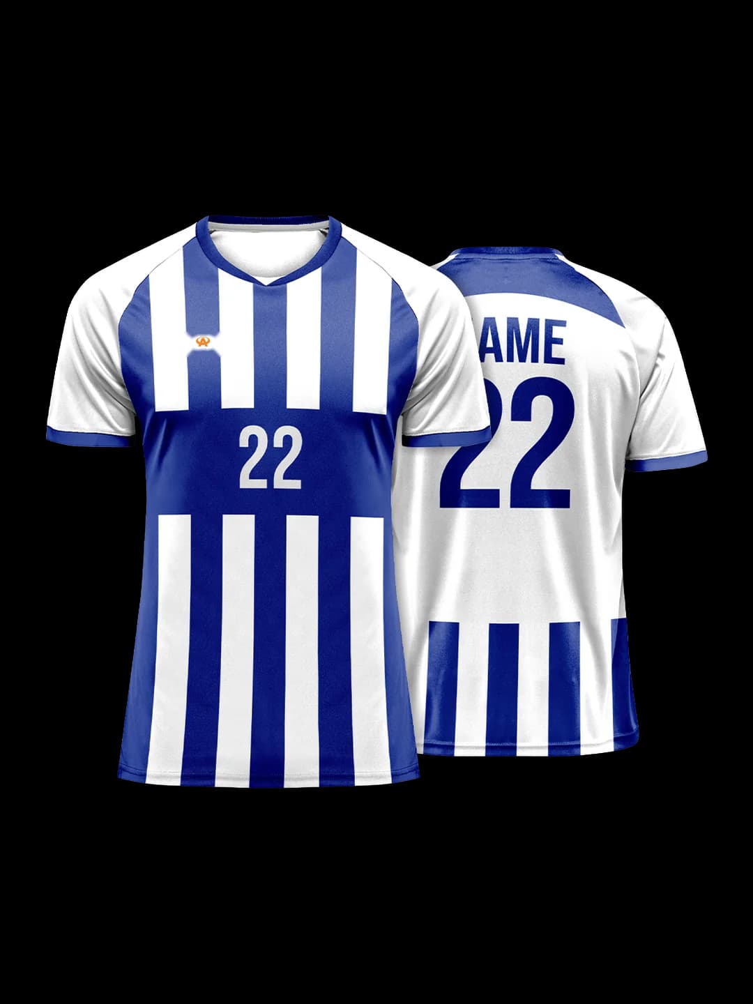 Tenue de volley personnalisée, design Rayures bleues : vue avant