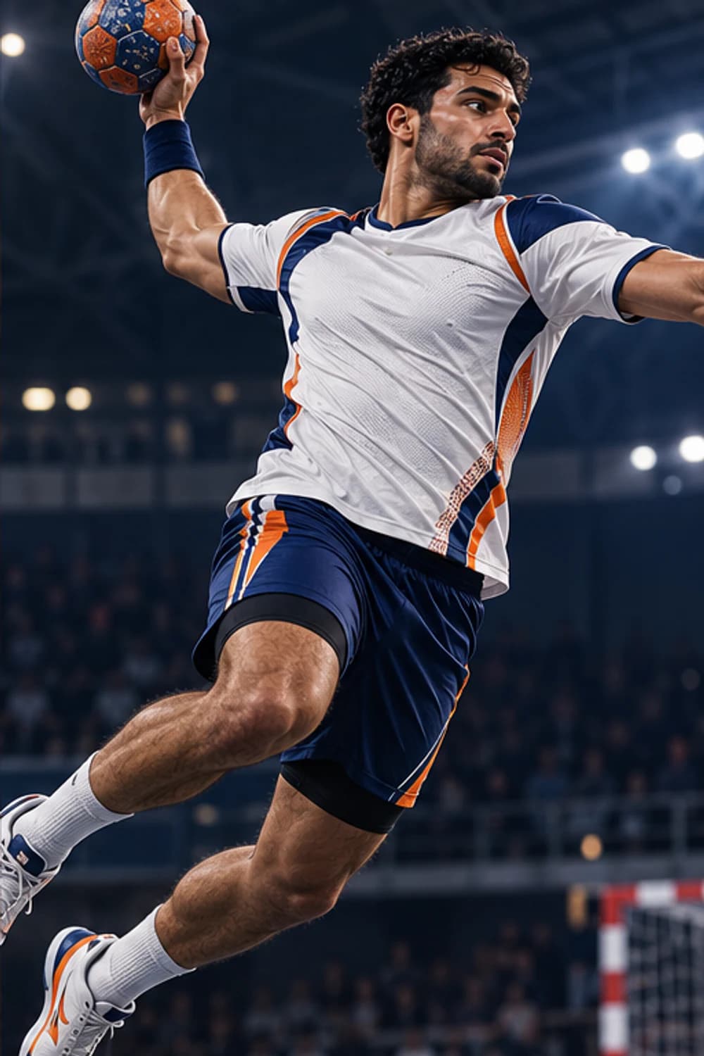 Handballeur en tenue Athlete personnalisée en salle